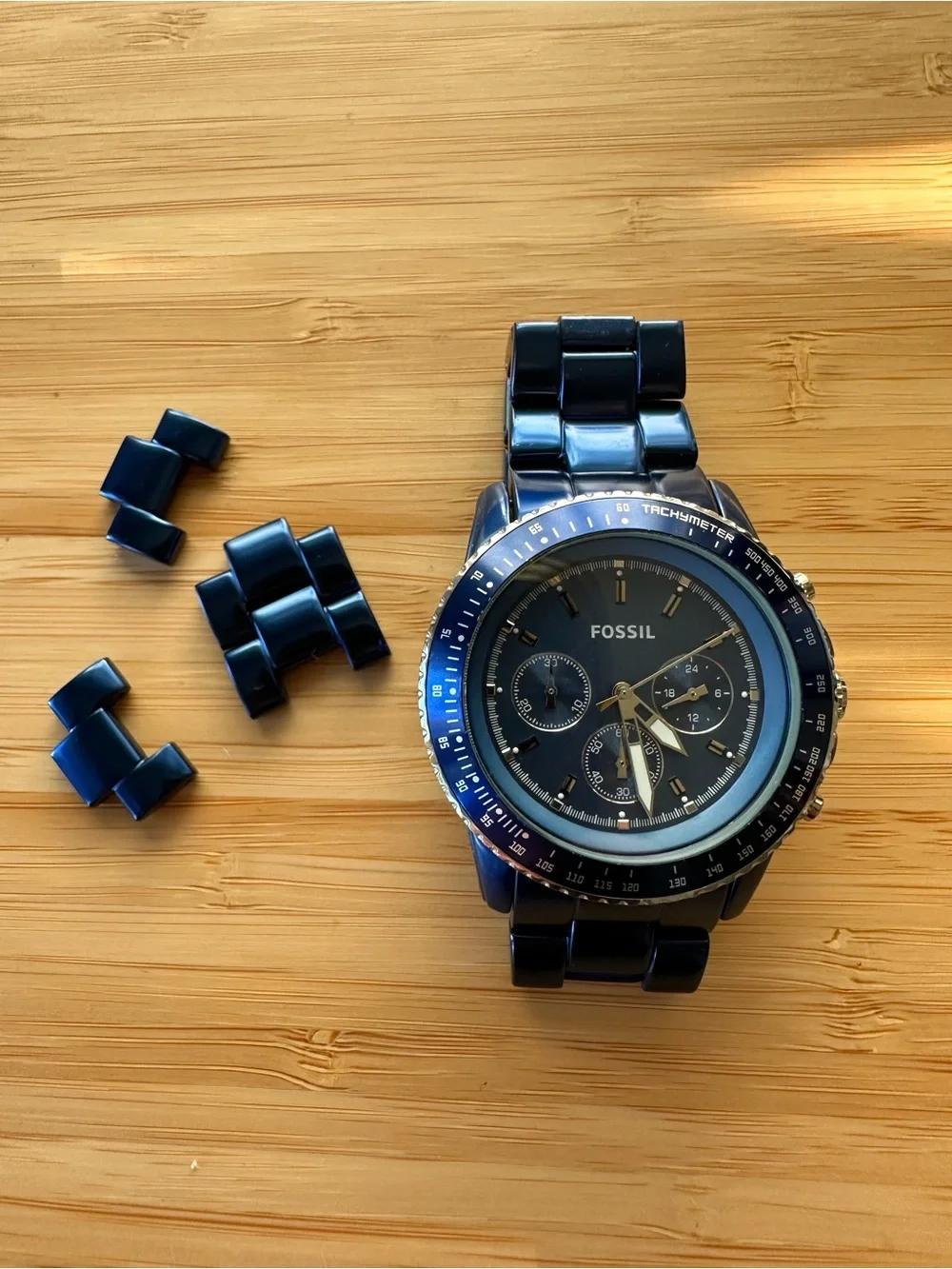 Fossil Women’s Cobalt Blue Chronograph Watch - Needs new battery